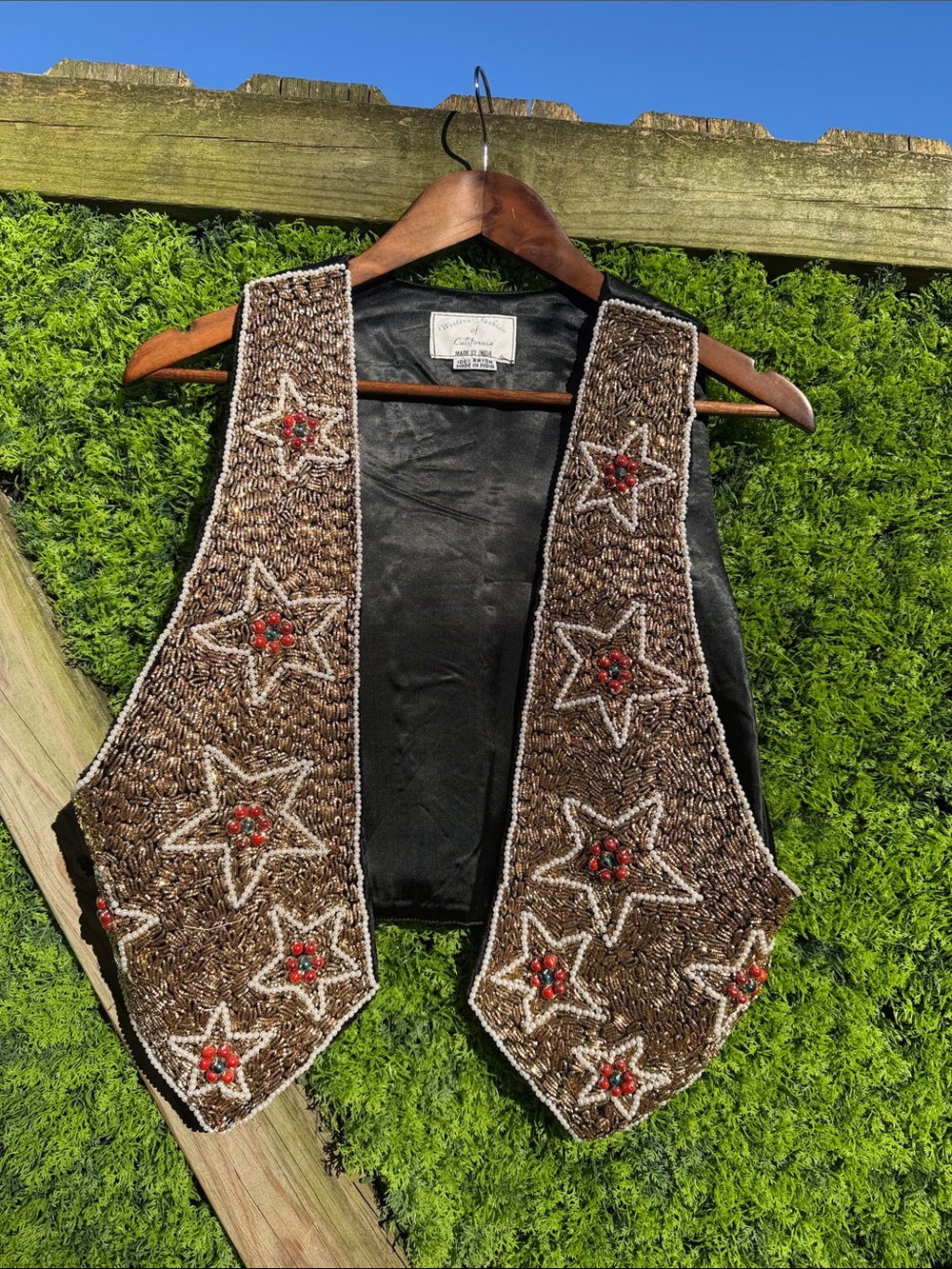 Vintage Western Fashion of California Hand-Beaded Vest with Star Motif